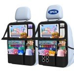 Oneyus Car Backseat Organizer with Table Tray, 9 Storage Pockets Backseat Car Organizer with Tablet Holder, Back seat Organizer for Kids Adult Road Trip Essentials Travel (2Pack)