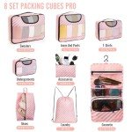 Veken 8 Set Packing Cubes for Suitcases, Travel Essentials for Carry on, Luggage Organizer Bags Set for Travel Accessories in 4 Sizes(Extra Large, Large, Medium, Small)