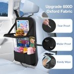 Oneyus Car Backseat Organizer with Table Tray, 9 Storage Pockets Backseat Car Organizer with Tablet Holder, Back seat Organizer for Kids Adult Road Trip Essentials Travel (2Pack)