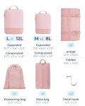 BAGSMART Hanging Compression Packing Cubes for Closet Organizers And Storage, 6 Set Suitcase Organizer Bags Set, Cruise Travel Essentials for Women, Black