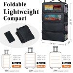 MIAOJIE Hanging Travel Organizer, Carry on Luggage Suitcase Organizer, Travel Essentials Portable Travel Shelves Packing Cube for Travel Cruise Large,Black