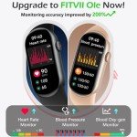 FITVII Ole Fitness Tracker, 1.6'' AMOLED Fitness Watch with 24/7 Heart Rate and Blood Pressure Monitor, Blood Oxygen Sleep Tracking Step Calories Counter IP68 Waterproof Activity Tracker for Women Men