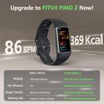 FITVII FINO 2 Slim Fitness Tracker with Blood Pressure, Blood Oxygen, 24/7 Heart Rate & Sleep Tracking, IP68 Waterproof Activity Trackers and Smart Watches with Step Counter, Pedometer for Women Men