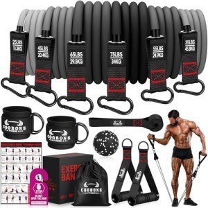 Heavy Resistance Bands for Working Out, 300LBS Exercise Bands with Handles, Workout Bands for Men, Weight Fitness Bands Set for Muscle Training, Strength, Slim, Yoga, Home Gym Equipment