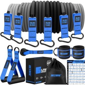 Heavy Exercise Bands Resistance Bands Set for Working Out, 300lbs Fitness Workout Bands with Handles, Door Anchor, Leg Ankle Straps, Home Gym Workout Equipment for Men Strength Training Stretching