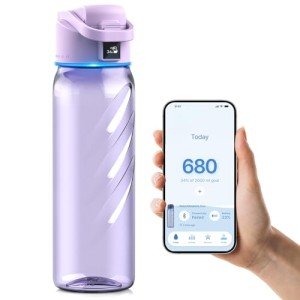 BOOST LITE Smart Water Bottle with Reminder to Drink Water, Motivate & Tracking Hydration Water Bottle with App, 32 oz Tritan BPA-Free Plastic Water Bottles for Gym, School, Office - Purple