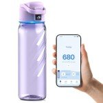 BOOST LITE Smart Water Bottle with Reminder to Drink Water, Motivate & Tracking Hydration Water Bottle with App, 32 oz Tritan BPA-Free Plastic Water Bottles for Gym, School, Office - Purple