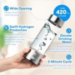 Hydrogen Water Bottle Generator, Portable Hydrogen Water Machine, 14oz Capacity, Water Ionizer for Home & Office use, Boost Wellness & Hydration, 3 Min Electrolysis, Charger Included
