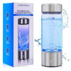 Hydrogen Water Bottle, 14oz- Ion Generator for Hydrogenated, Ion Infused Water- Electric Light Up Design- Ionized Oxygen and Ozone Molecular Generator Technology