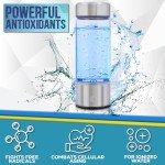 Hydrogen Water Bottle, 14oz- Ion Generator for Hydrogenated, Ion Infused Water- Electric Light Up Design- Ionized Oxygen and Ozone Molecular Generator Technology