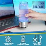 Hydrogen Water Bottle, 14oz- Ion Generator for Hydrogenated, Ion Infused Water- Electric Light Up Design- Ionized Oxygen and Ozone Molecular Generator Technology