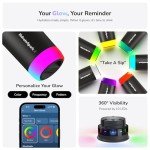Hidrate Spark PRO Smart Tumbler – Insulated Stainless Steel – Tracks Water Intake with Bluetooth, LED Glow Reminder When You Need to Drink – 20oz, Black