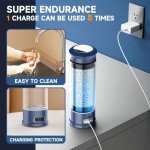 Hydrogen Water Bottle, Hydrogen Water Bottle Generator, 5-Min Electrolysis 1500 PPB Smart Water Ionizer with SPE/PEM Technology, Hydrogen Water Machine for Women Men Office School Bike Running,CA-102C