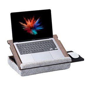 Vigo Wood Laptop Tray - Lap Tray with Cushion, Laptop Table for Sofa, Lap Desk for Laptop, Adjustable Laptop Stand for Bed, Laptop Desk Stand, Laptop Lap Tray for Bed, Laptop Bed Table (Walnut)
