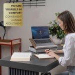 Vigo Wood Laptop Tray - Lap Tray with Cushion, Laptop Table for Sofa, Lap Desk for Laptop, Adjustable Laptop Stand for Bed, Laptop Desk Stand, Laptop Lap Tray for Bed, Laptop Bed Table (Walnut)
