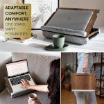 Vigo Wood Laptop Tray - Lap Tray with Cushion, Laptop Table for Sofa, Lap Desk for Laptop, Adjustable Laptop Stand for Bed, Laptop Desk Stand, Laptop Lap Tray for Bed, Laptop Bed Table (Walnut)