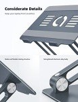 Lamicall Adjustable Laptop Stand, Portable Laptop Riser, Aluminum Laptop Stand for Desk Foldable, Ergonomic Computer Notebook Stand Holder for MacBook Air Pro, Dell XPS, HP (10-17.3'') - Grey