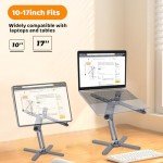 Moallia Laptop Stand with 360 Rotating Base, Computer Notebook Laptop Riser Metal Holder for Desk Collaborative Work, Fully Foldable for Easy Storage, Fits All MacBook, Laptops up to 16 inches, Grey