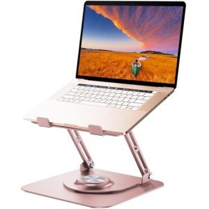JOYEKY Laptop Stand for Desk, Adjustable Computer Stand with 360° Rotating Base, Ergonomic Laptop Riser for Collaborative Work, Foldable & Portable Laptop Stand, fits for All 10-16" Laptops