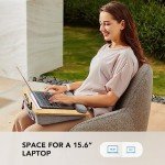 HUANUO Lap Laptop Desk - Portable Lap Desk with Pillow Cushion, Fits up to 15.6 inch Laptop, with Anti-Slip Strip & Storage Function for Home Office Students Use as Computer Laptop Stand - Light Wood