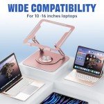 JOYEKY Laptop Stand for Desk, Adjustable Computer Stand with 360° Rotating Base, Ergonomic Laptop Riser for Collaborative Work, Foldable & Portable Laptop Stand, fits for All 10-16" Laptops