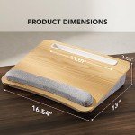 HUANUO Lap Laptop Desk - Portable Lap Desk with Pillow Cushion, Fits up to 15.6 inch Laptop, with Anti-Slip Strip & Storage Function for Home Office Students Use as Computer Laptop Stand - Light Wood