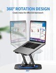 AOEVI Adjustable Laptop Stand with 360 Rotating Base, Computer Stand for Laptop Ergonimic Foldable Laptop Riser for Desk Compatible with MacBook Pro/Air Notebook up to 16 Inches, Black