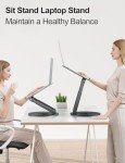 tounee Telescopic Laptop Stand for Desk with 360° Swivel Base, Sit to Stand, Height Adjustable, Portable Riser Holder for Good Posture, Compatible with MacBook Pro, All Laptops 10-17"-Gray