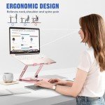 JOYEKY Laptop Stand for Desk, Adjustable Computer Stand with 360° Rotating Base, Ergonomic Laptop Riser for Collaborative Work, Foldable & Portable Laptop Stand, fits for All 10-16" Laptops