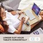 HUANUO Lap Laptop Desk - Portable Lap Desk with Pillow Cushion, Fits up to 15.6 inch Laptop, with Anti-Slip Strip & Storage Function for Home Office Students Use as Computer Laptop Stand - Light Wood