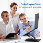AOEVI Adjustable Laptop Stand with 360 Rotating Base, Computer Stand for Laptop Ergonimic Foldable Laptop Riser for Desk Compatible with MacBook Pro/Air Notebook up to 16 Inches, Black