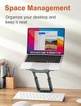 tounee Telescopic Laptop Stand for Desk with 360° Swivel Base, Sit to Stand, Height Adjustable, Portable Riser Holder for Good Posture, Compatible with MacBook Pro, All Laptops 10-17"-Gray
