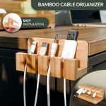 NANDEEKO Bamboo Wood Desk Organizer with Cable Organizer – File Organizer for Office Supplies Mail & Pens, Space-Saving Eco-Friendly Desktop Storage for Home Office, Includes Cable Management