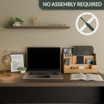 NANDEEKO Bamboo Wood Desk Organizer with Cable Organizer – File Organizer for Office Supplies Mail & Pens, Space-Saving Eco-Friendly Desktop Storage for Home Office, Includes Cable Management