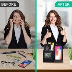 Pen Holder, Pen Organizer for Desk with Wireless Charger, Digital Indoor Thermometer and Humidity Gauge, Desk Organizers and Storage, Multifunctional Home Office Organizers for Desk (Battery Included)
