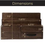 BLU MONACO Brown Wood Mail Organizer with Drawer and Pen Holder - Desk Organizer and Sorter for Bills, Storage, Countertop and Kitchen