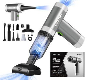 AUXTUR Mini Computer Vacuums Portable Cordless-Brushless Motor with 12000PA,3 in 1 Wireless Handheld Car Vacuum Cleaner Strong Suction,Rechargeable Cleaner for Computer (Grey)