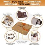 TESLYAR Wood Phone Docking Station for Men - Desk Accessories & Workspace Organizer - Nightstand Organizer - Birthday Gifts for Men or Dad - Idea for Anniversary - Key Holder - Stand Watch (Brown)