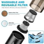 Handheld Vacuum Cordless, Upbooz Portable Car Vacuum, 14000PA Powerful Suction Vacuum Cleaner with LED Light and Air Duster 2 in 1, Low Noise Rechargeable Mini Hand Held Vacuum for Car Home Pet Office