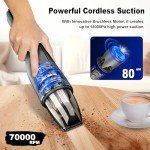 DRECELL Handheld Vacuum Cordless, Car Vacuum with Brushless Motor & 14KPa Suction, 1.2lbs Lightweight, LED Light, Slim Mini Vacuum Cleaner for Car Home Pet - Grey