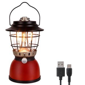 LED Camping Lantern, Christmas Lanterns 500 Lumen Dimmable Vintage Rechargeable Vintage Lantern, 4000mAh Power Bank, IPX5 Waterproof Portable Hanging Lamp for Camping Hiking Emergency and Power Outage