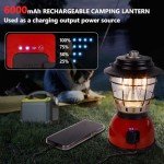 LED Camping Lantern, Christmas Lanterns 500 Lumen Dimmable Vintage Rechargeable Vintage Lantern, 4000mAh Power Bank, IPX5 Waterproof Portable Hanging Lamp for Camping Hiking Emergency and Power Outage