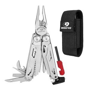 MOSSY OAK Multitool, 19-in-1 Stainless Steel Multi Tool Pliers, Self-locking EDC Gear with Sheath for Outdoor, Survival, Camping, Hiking