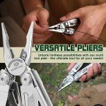 MOSSY OAK Multitool, 19-in-1 Stainless Steel Multi Tool Pliers, Self-locking EDC Gear with Sheath for Outdoor, Survival, Camping, Hiking