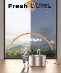 Cat Water Fountain Stainless Steel + 6 Filters + 3 Sponges - Pet Water Fountain 24/7 Keep The Water Fresh 74oz Capacity Ultra-Quiet No Sputter Compact Easy to Clean