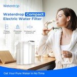 Waterdrop Compact Electric Water Filter Pitcher, 200-Gallon Rechargeable Powerful Dispenser, NSF/ANSI 42&53&401, Reduce PFAS, Lead, Chlorine, 14-Cup, White, with 1 Filter, Does not Lower TDS