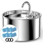 AOOGITF Cat Water Fountain + 6 Filters + 3 Sponges, 304 Stainless Steel Pet Water Fountain, 24 Hours Keep The Water Clean, 74oz Capacity, Ultra-Quiet, No Sputter, Compact, Easy Cleaning