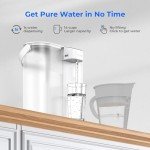 Waterdrop Compact Electric Water Filter Pitcher, 200-Gallon Rechargeable Powerful Dispenser, NSF/ANSI 42&53&401, Reduce PFAS, Lead, Chlorine, 14-Cup, White, with 1 Filter, Does not Lower TDS