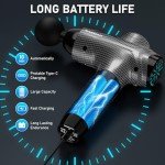RAEMAO Massage Gun, Massage Gun Deep Tissue, Back Massage Gun for Athletes for Pain Relief Attaching 8 PCS Replacement Heads, Percussion Massager with 10 Speeds & LED Screen, Carbon