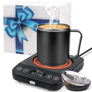 Coffee Mug Warmer & Mug Set, 30W Coffee Cup Warmer with Aesthetic 15.5oz Cup for Desk with Auto Shut Off, Timer Function, Smart Mug Heater for Heating Coffee, Tea, Candle, Beverage, Gifts - Black
